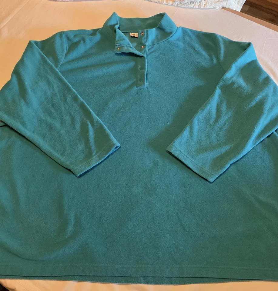 Chaqueta All American Comfort polar talla 5X verde azulado broches de presión en el cuello manga 3/4 Foto 1 de 4