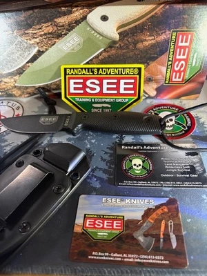 ESEE-3 Black/Black 3D Contoured G10 Handle, Black 1095 Carbon Steel,  NEVER USED - Image 1 of 4