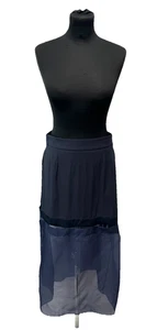 Stella McCartney Navy Semi Sheer Women’s Silk Panelled Skirt Size UK8 - Picture 1 of 8