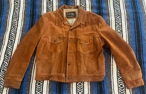 Sears Roebuck Vintage Brown Suede Western Trucker Leather Ranch Jacket Sz 46 XL - Picture 1 of 13