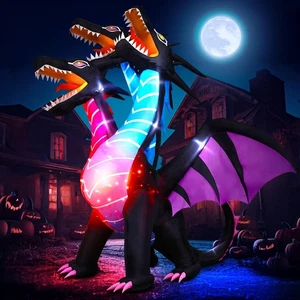 8 FT Tall Halloween Inflatables Dragon Outdoor Decorations Blow Up Yard Three... - Picture 1 of 7