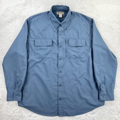 Duluth Coolplus Fishing Shirt Men's XL Blue Vented Button Up Pockets Utility - Image 1 of 4