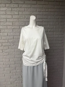 T-shirt donna Loft bianca con coulisse increspata laterale manica corta taglia S - Foto 1 di 7