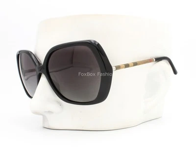 博柏利 B 4122 3001/T3 太阳镜抛光黑色经典格子偏光带盒 — 第 1/4 张图片