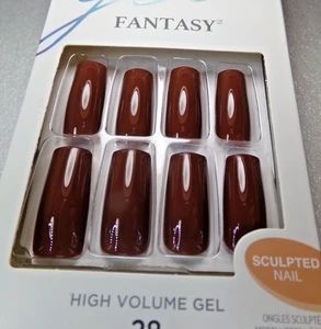 Kiss GEL FANTASY Nails Brown Glue On LONG - Picture 1 of 4