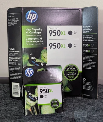 3x OEM Genuine HP 950XL Black Ink Cartridges High Yield 2Pack + 1Pack NEW SEALED - Image 1 of 4