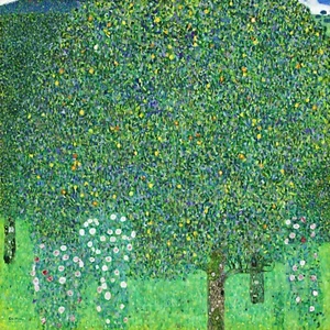 Rosebushes under the Trees Painting by Gustav Klimt Reproduction - Picture 1 of 3