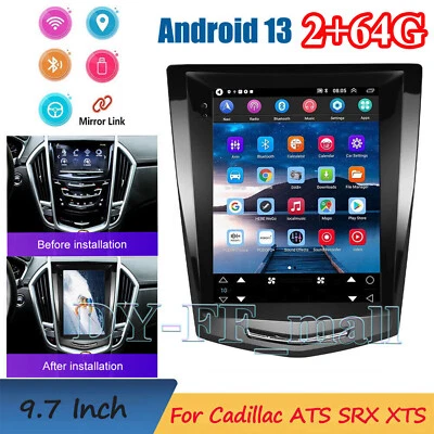 9.7" For Cadillac ATS/ATSL/XTS/SRX/CTS 64GB Android 13 Car Stereo Radio GPS NAVI - Image 1 of 4