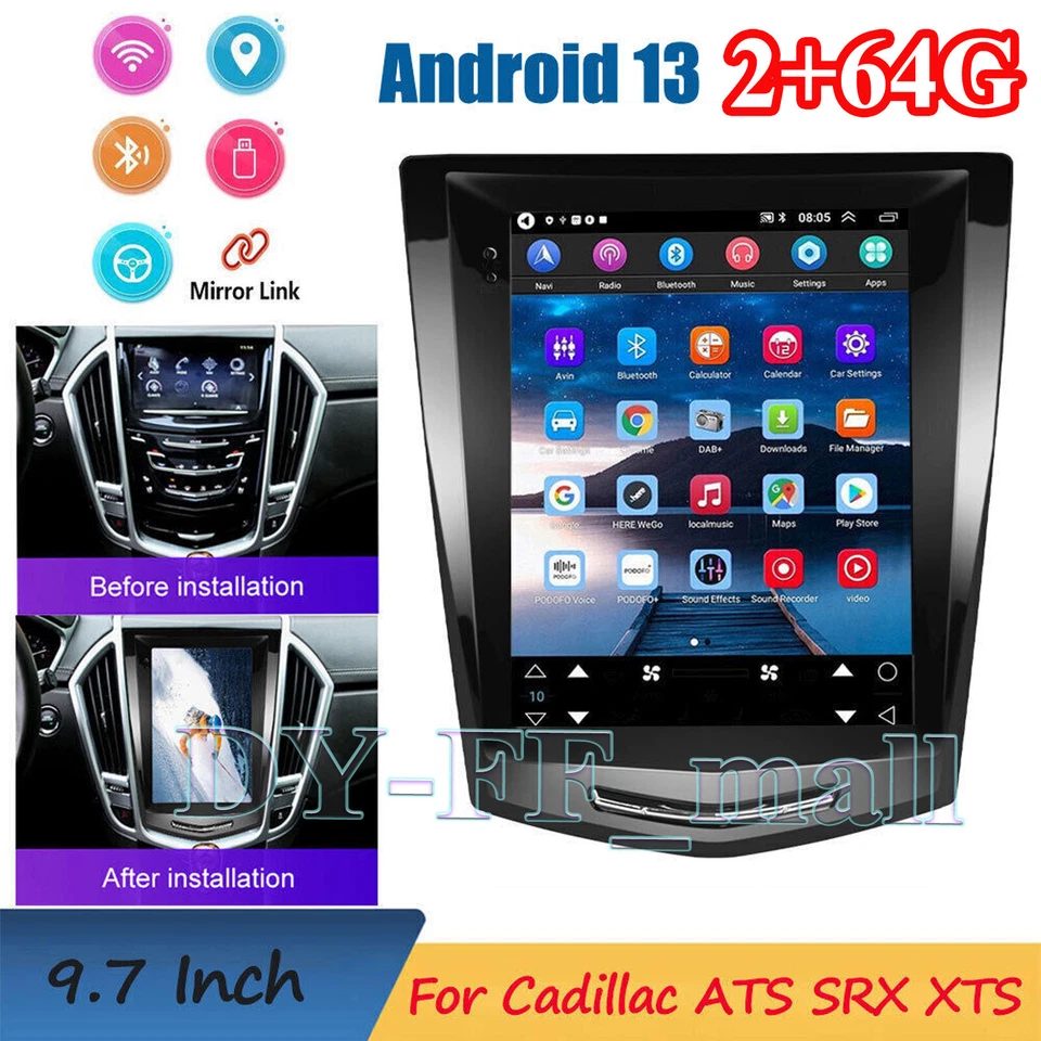 9.7" For Cadillac ATS/ATSL/XTS/SRX/CTS 64GB Android 13 Car Stereo Radio GPS NAVI - Image 1 of 4