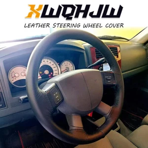15" Steering Wheel Cover Genuine Leather For Toyota Black Leather 37-38cm - Foto 1 di 15