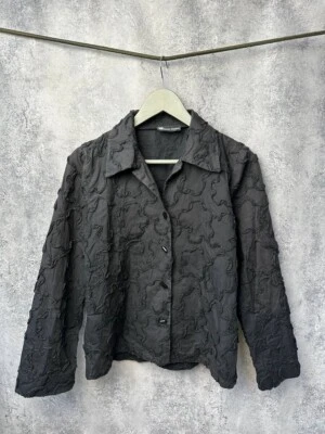 Issey Miyake Vintage Textured Black Button-Up Shirt Women's Unique Design - Image 1 of 4
