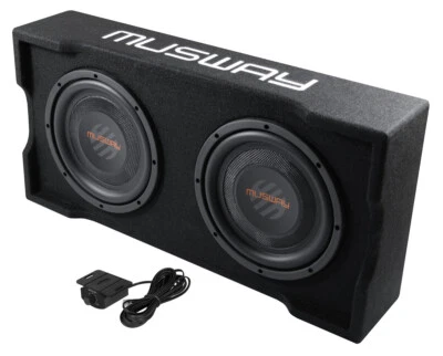 Musway MF210A Aktiv Subwoofer Bass 2x25cm 2x10" Zoll Flach Kofferraum Seitenteil - Bild 1 von 4
