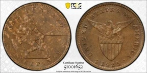 1925-M U.S. Philippines 1 Centavo PCGS MS61BN Lot#G9825 Nice UNC! - Picture 1 of 4