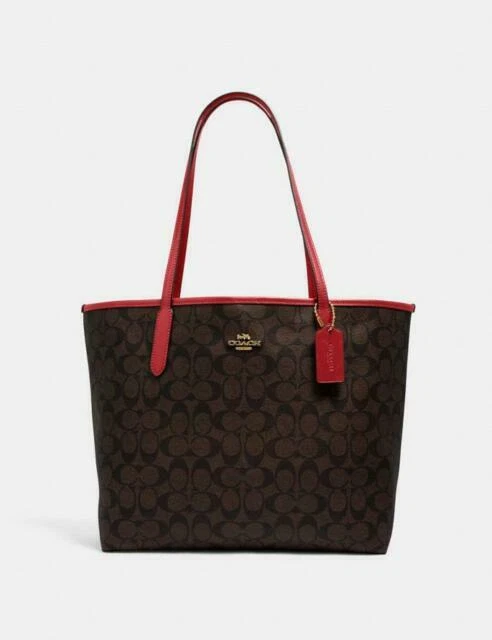 Coach City Tote Women's Bag - Black/Red