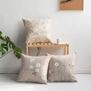 Quality Modern Nordic Luxury Flower Embroidered Floral Cushion Cover Sofa Decor - Picture 1 of 9