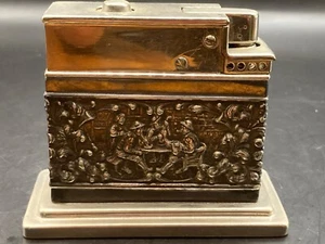 Vintage Mylflam Silver Embossed of Tavern Scene with Musicians Table Lighter - Picture 1 of 8