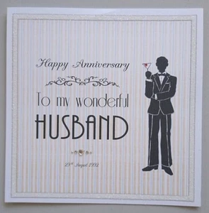 Large 8" / 20cm Personalised HUSBAND WEDDING ANNIVERSARY card ANY YEAR 10,20 etc - Picture 1 of 9
