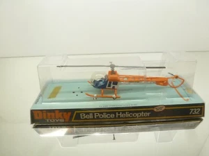 DINKY TOYS 732 BELL POLICE HELICOPTER - ORANGE L21.0cm - FAIR IN BOX - Picture 1 of 6