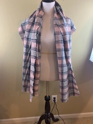 Old Navy Pink Plaid Flannel Scarf, NEW w/tags.  Approx 24”X75”. - Image 1 of 4