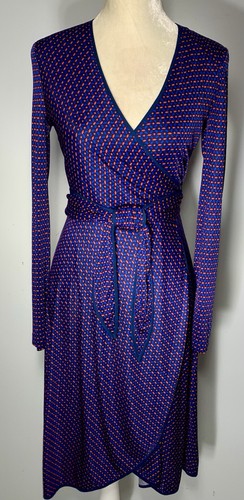 Abito avvolgente vintage TORY BURCH blu rosso taglia XS