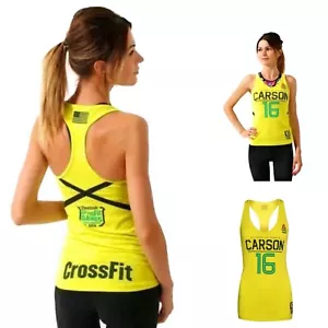 Camiseta sin mangas Reebok Racer para mujer juegos de crossfit gimnasio atlético entrenamiento amarillo - Imagen 1 de 7