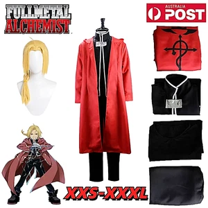 Fullmetal Alchemist Edward Elric Costume Cosplay Outfit Suit Cloak Wig Halloween - Picture 1 of 19