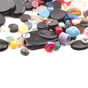 Lot Czech vintage assorted glass cabochons beads rhinestones findings - Picture 1 of 3