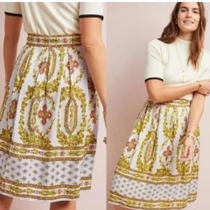 Anthropologie Size 4 Echarpe Lilac Brocade Pleated Lined Skirt Zippered Purple - Picture 1 of 12