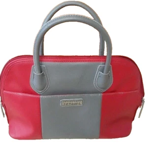 Kenneth Cole Reaction Womens Black Blue Leather Double Handle Satchel Handbag - Picture 1 of 12