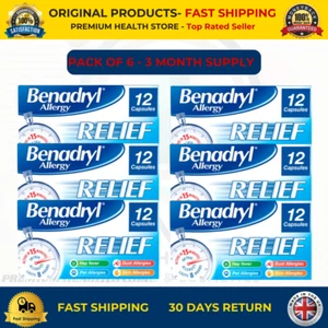 Benadryl Allergy Relief Capsules x72 | 6 Packs | Hay Fever | Fast Acting UK - Picture 1 of 3
