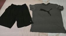 VGC Men Bundle 2 Items Short Sleeves PUMA Grey T-Shirt Top Black Grey Shorts M
