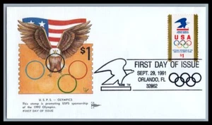 US FDC # 2539 $1 Eagle & Olympic Rings Gill 1991, 9p5567 - Picture 1 of 1