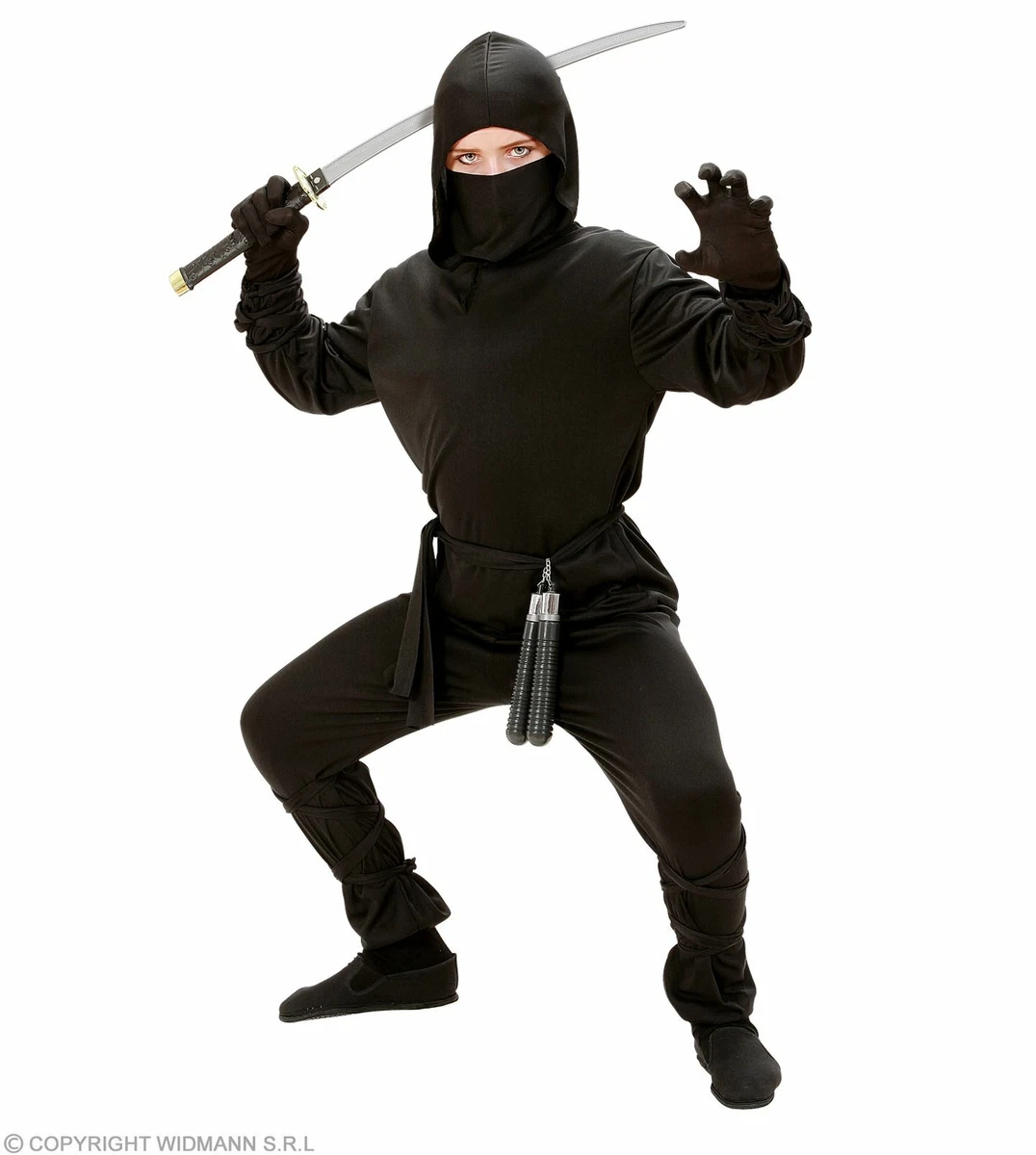 Power-Ninja-Kostüm Für Jungen – Rot/Schwarz, Inkl. Kapuze, Maske, Hose & Gürtel, Gr. S–XL