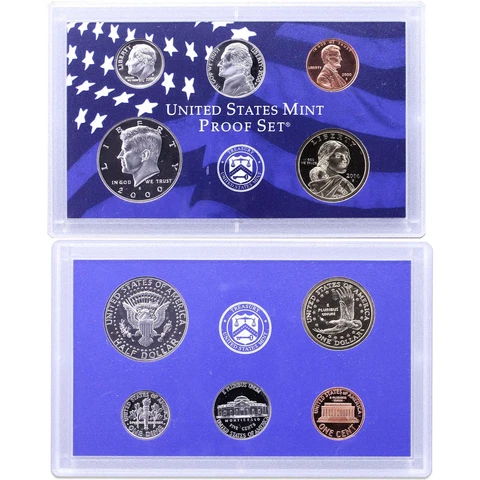 2000 S Partial Proof Set Kennedy Dime Nickel Cent Dollar CN-Clad US Mint 5 Coins Cover