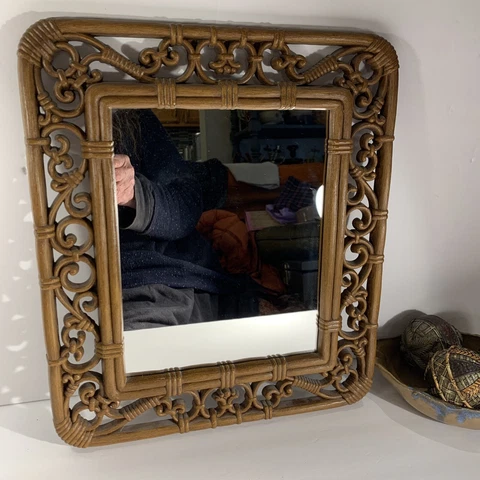 Vintage Ornate Faux Bamboo Wall Mirror~Horizontal or Vertical~1970s~Regency~Boho Cover