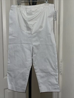 MOTHERHOOD Women Pants Maternity White SIZE P  Pull On Stretch Straight Capri - Image 1 of 4
