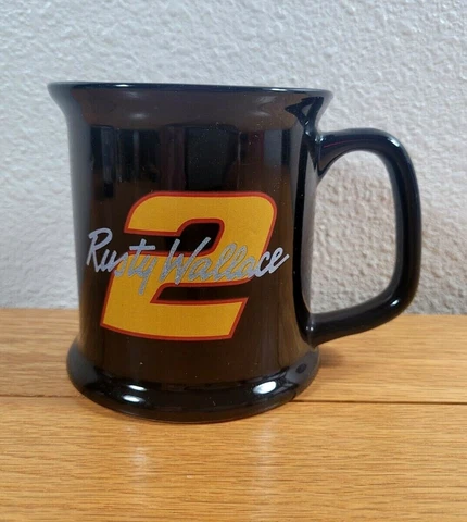 RUSTY WALLACE Logo # 2 Car Driver Wide Black NASCAR Racing Coffee CUP / MUG Cover