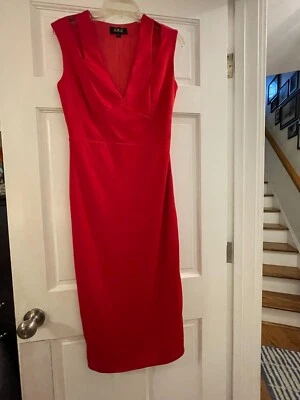 Vestido de cóctel ABS rojo cuello en V talla 6 (funciona pequeño), nuevo sin etiquetas **20%** Foto 1 de 4