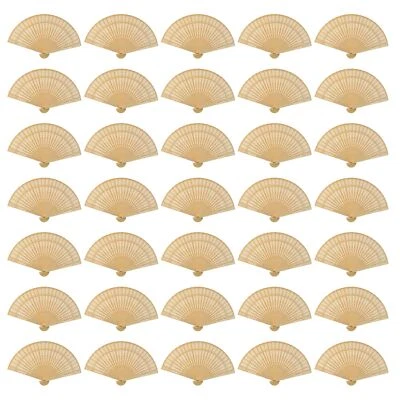 60 Pack Sandalwood Fans- Baby Shower Gifts & Wedding Favors, Wooden Openwork ... - Image 1 of 4