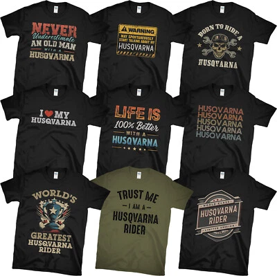 HUSQVARNA RIDER T-SHIRTS. TOLLE & LUSTIGE DESIGNS. MOTORRAD BIKER GESCHENKIDEE - Bild 1 von 2