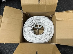 TSA Power 1000ft Cat5e Plenum CMP Ethernet Cable White UTP 350MHz Solid Copper - Picture 1 of 2