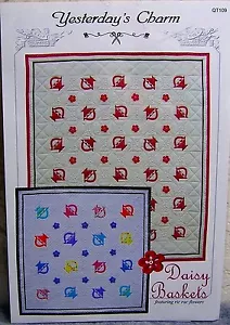 Yesterday's Charm Quilt Pattern "Daisy Baskets" w/ RicRac Flowers: Double or Lap - Picture 1 of 2
