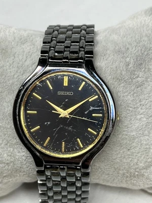 RARE Vintage Men's Seiko V701-1K20 Black Tone Quartz Watch New Battery - Image 1 of 4