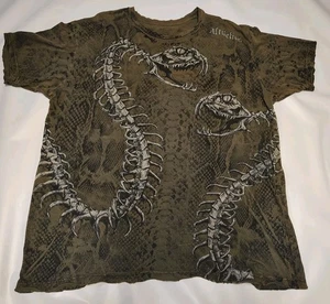 Affliction Snake Skeleton Bones T Shirt With Beaded Spines 2xl Distressed - Picture 1 of 5