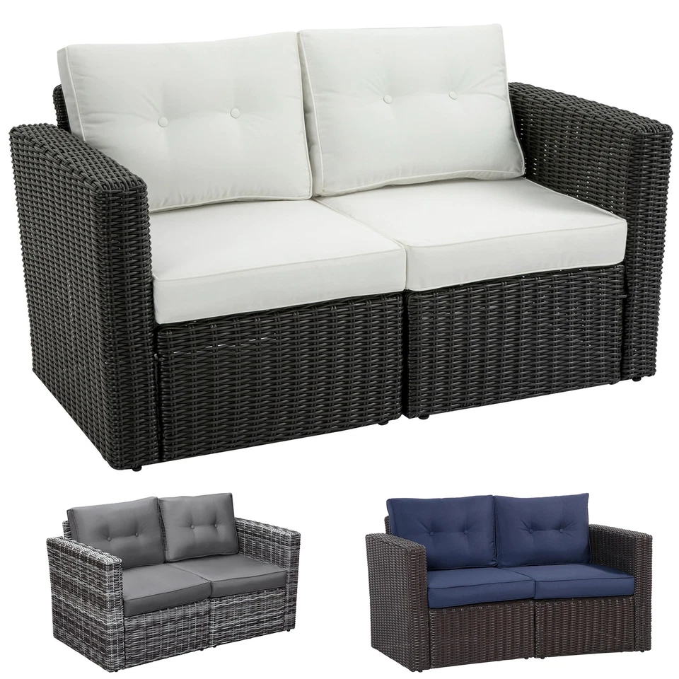 Outsunny 2-Piece Outdoor PE Rattan Patio Corner Sofa Loveseat - Image 1 of 1