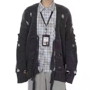 Koreanischer japanischer Strick Distressed Loch Noragi Kimono Pullover lose Strickjacke Unisex - Bild 1 von 4