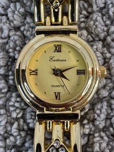 Eastman Womens Gold Tone Band and Case Crystals New Battery - Picture 1 of 5