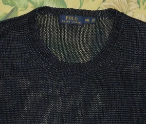 Polo RALPH LAUREN Indigo Blue Linen Crewneck Sweater XXL - Picture 1 of 4