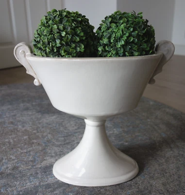 Amphore Blumenschale Pflanzschale Fußschale Landhaus Vintage cremeweiß Shabby Ch - Bild 1 von 4