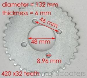 Piñón trasero Mini Diablo Chopper 32 dientes RB para cadena 420 - Imagen 1 de 5
